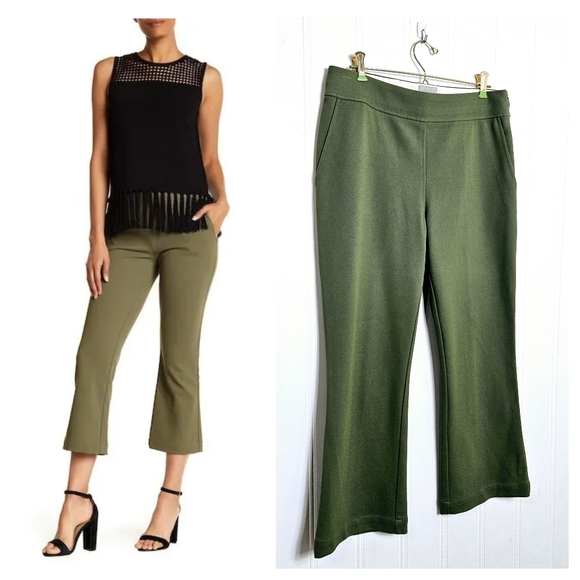 Jason Wu Pants - Grey Jason Wu Crop Flare Leg Pants Womens olive British Khaki Size 8